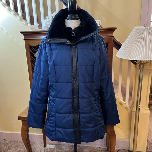 dennis basso Jackets Coats Dennis Basso Navy Blue Double